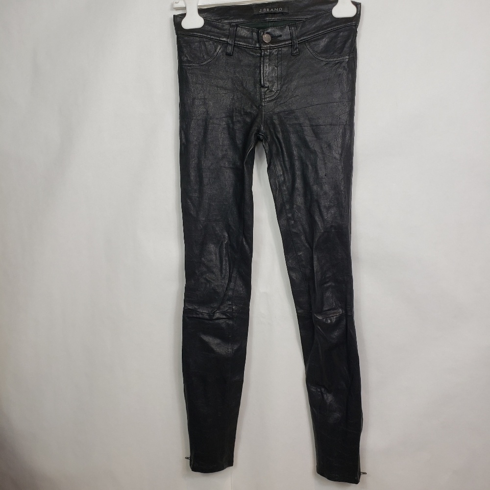 J Brand lambskin skinny pants with ankle zip - Picture 2 of 11